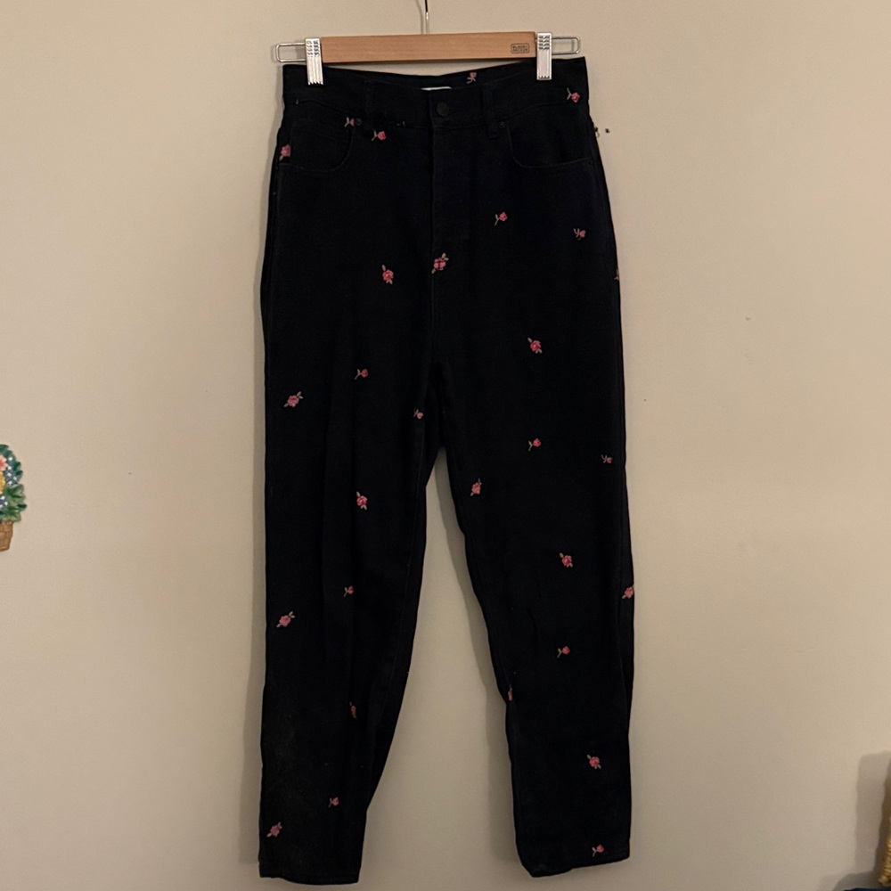 PacSun Black Straight Leg Jeans with Pink Accents